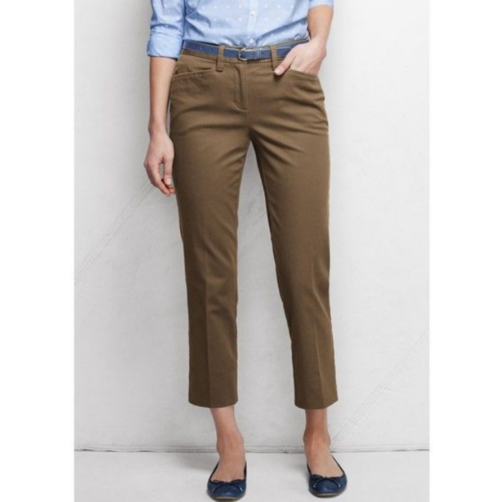 Land's End Dark Tan Straight Crop Chino Pants 16W